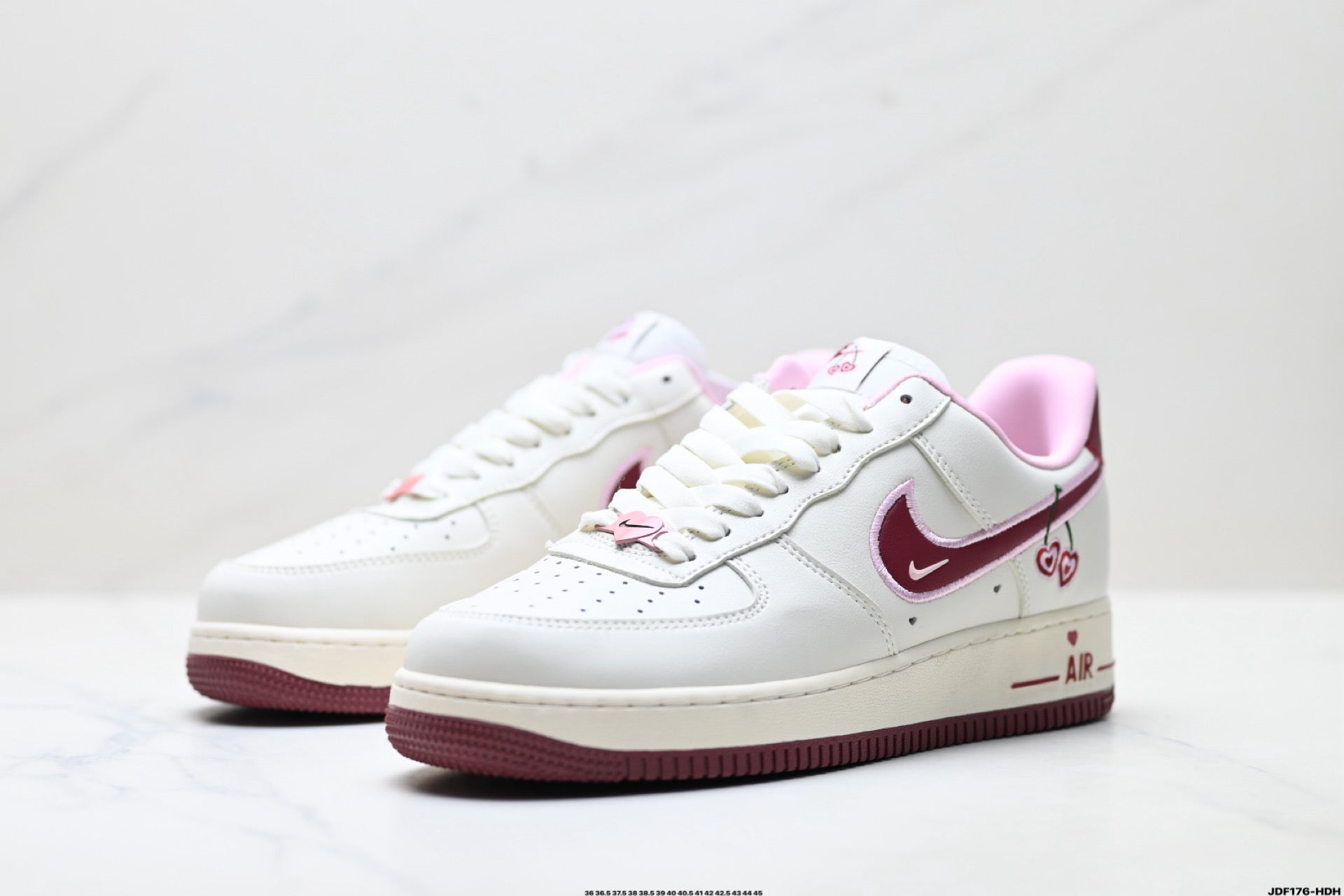 Nike Air Force 1 Low Cherry Embroidery | White Cherry Red Leather Sneakers