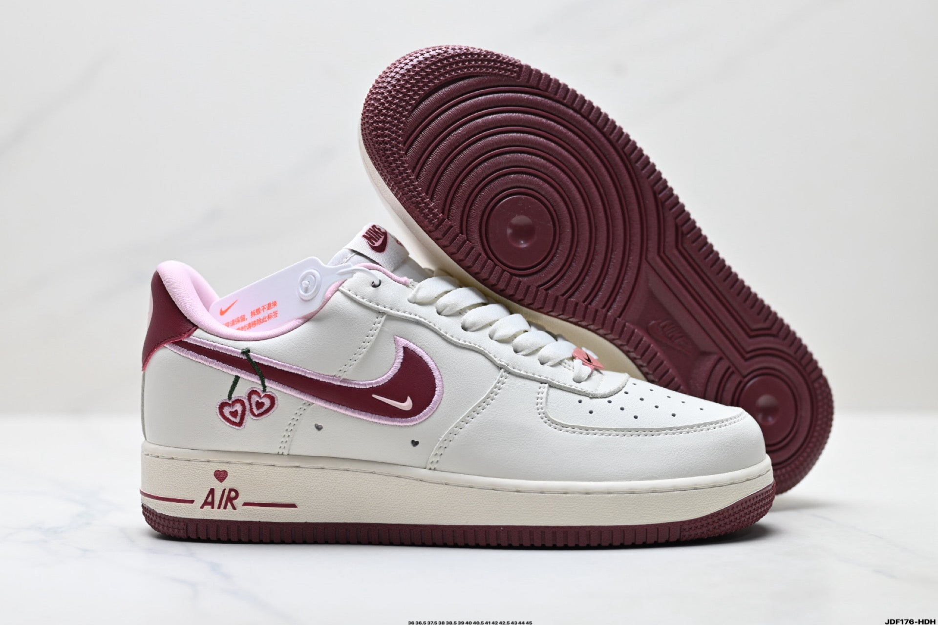 Nike Air Force 1 Low Cherry Embroidery | White Cherry Red Leather Sneakers