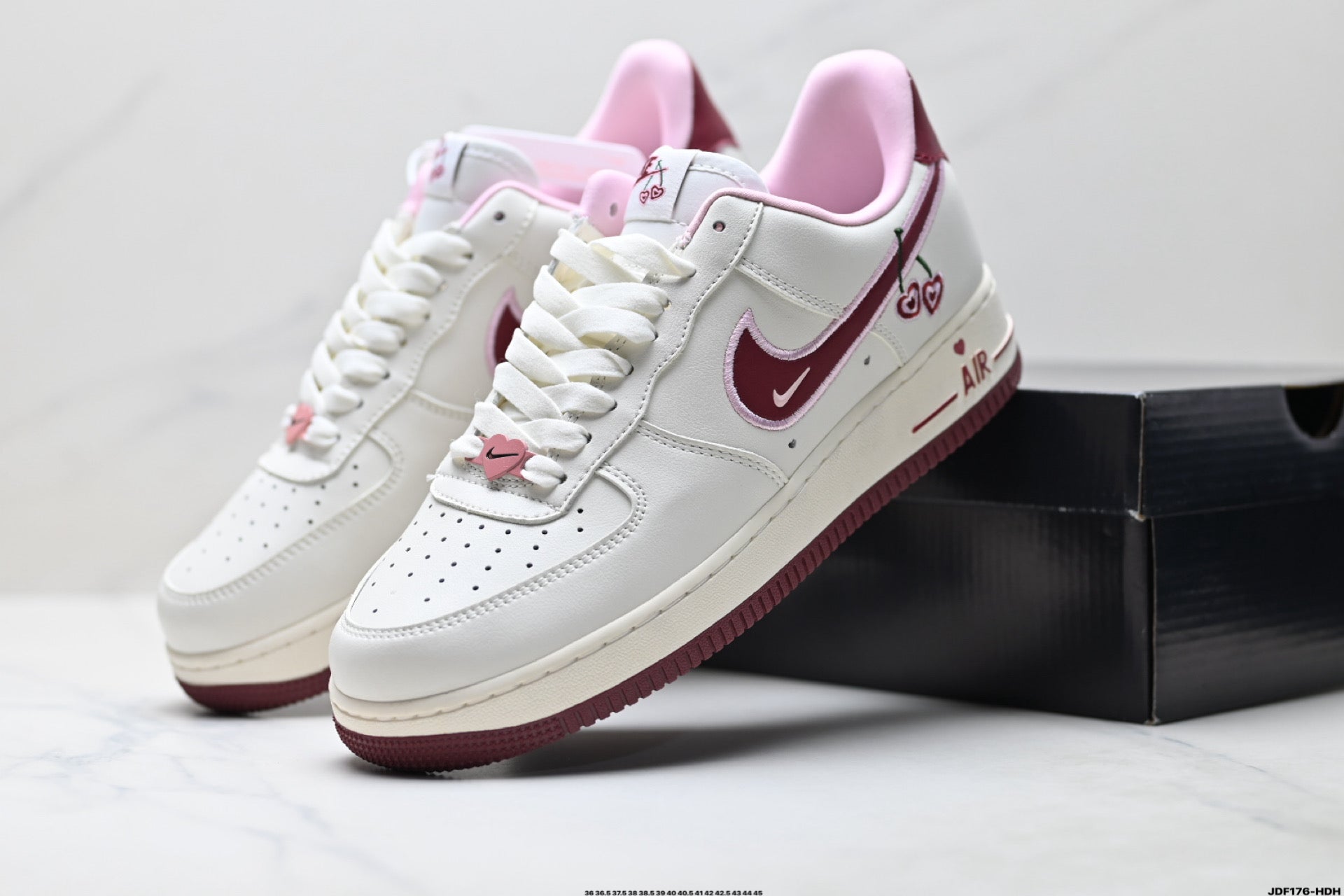 Nike Air Force 1 Low Cherry Embroidery | White Cherry Red Leather Sneakers