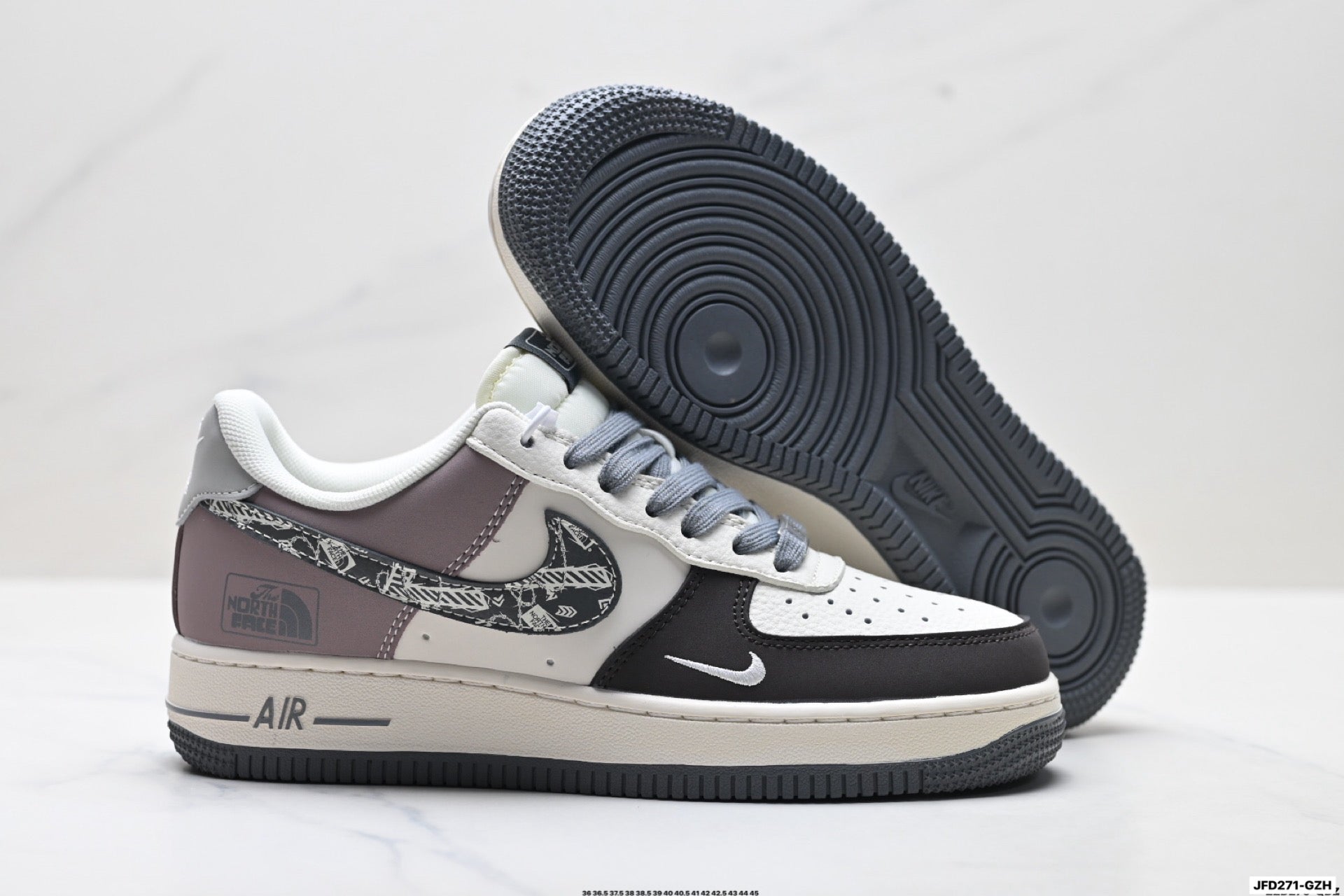 Nike Air Force 1 Low Outdoor Graphic | Grey White Leather Sneakers