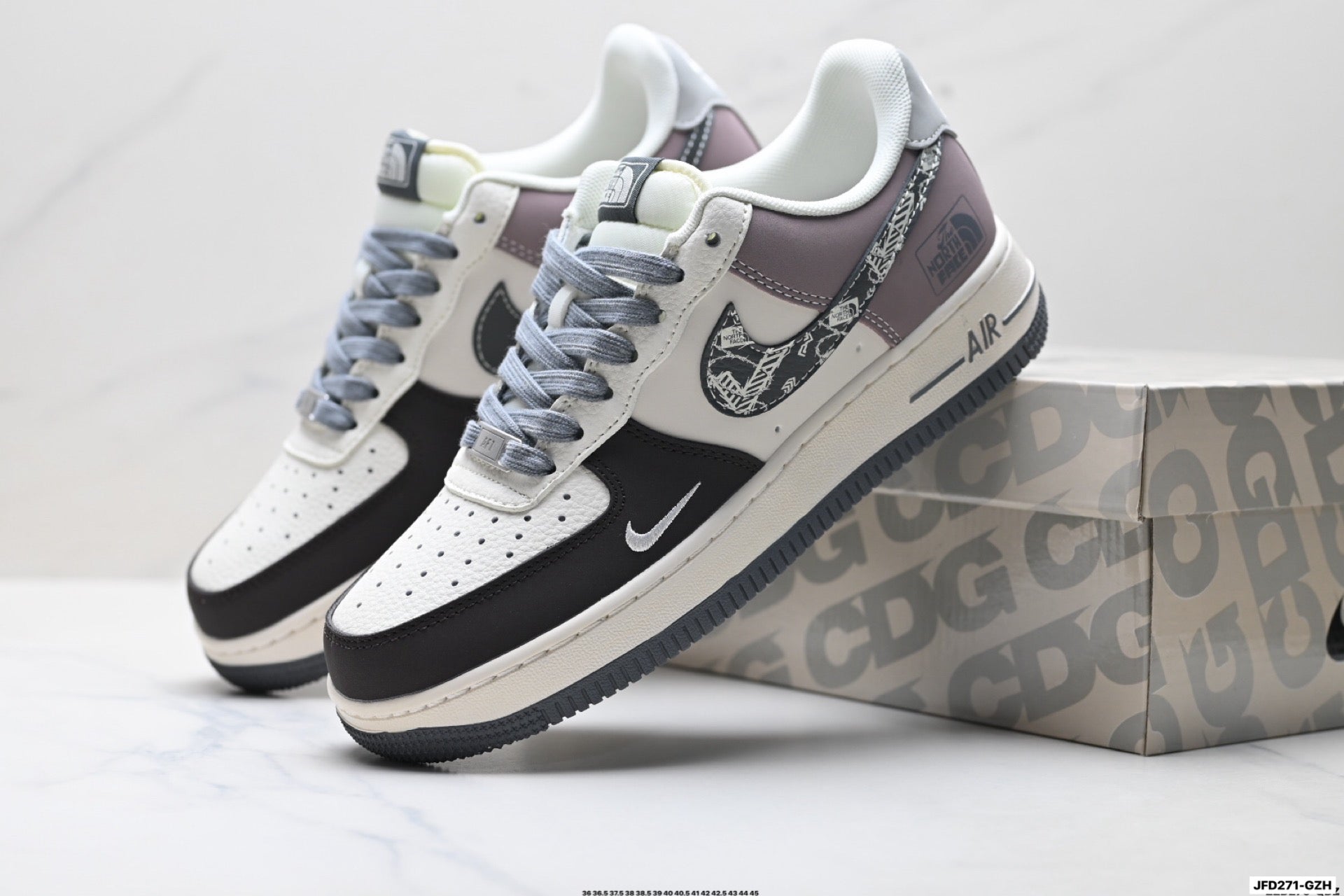 Nike Air Force 1 Low Outdoor Graphic | Grey White Leather Sneakers
