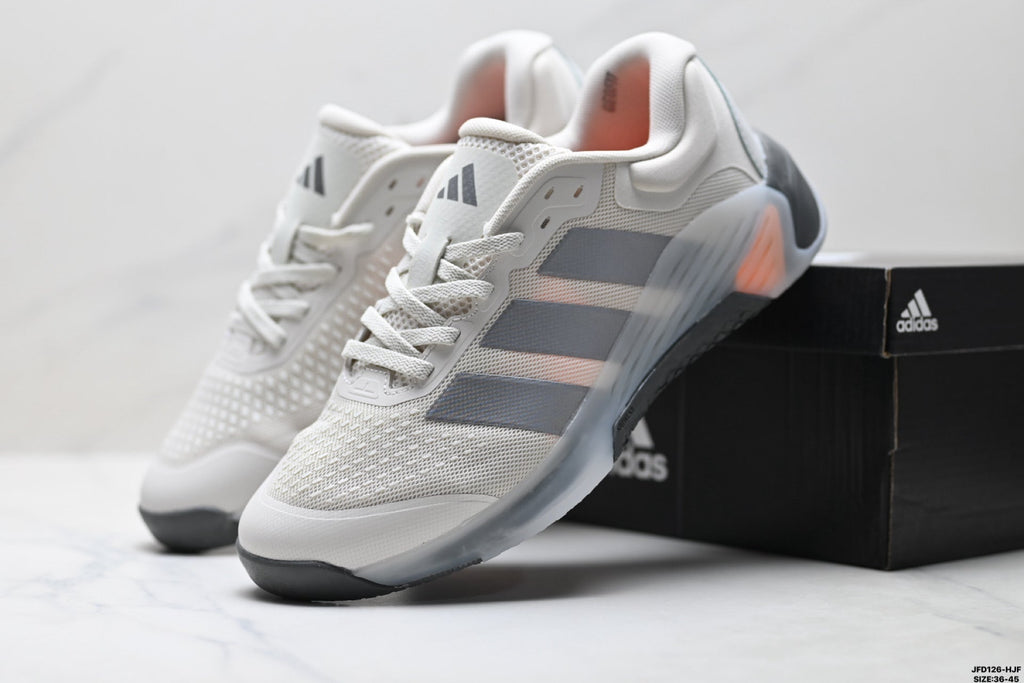 Adidas Grey White Court Shoes with Orange Accents
