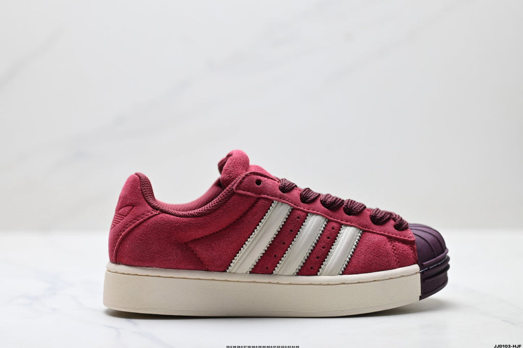 Adidas Originals Superstar Platform Burgundy Suede Sneakers