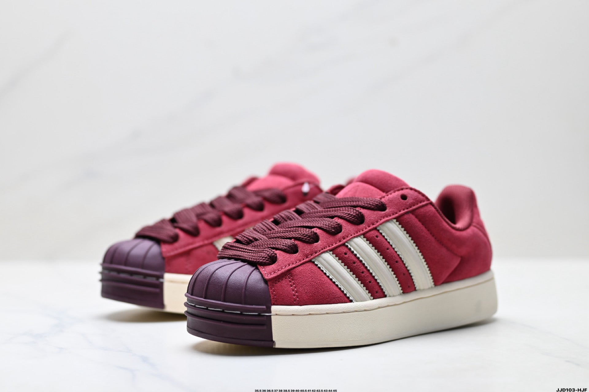 Adidas Originals Superstar Platform Burgundy Suede Sneakers