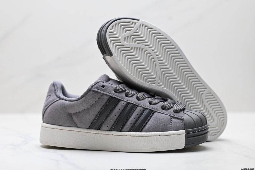 Adidas Originals Superstar Platform Grey Suede Sneakers