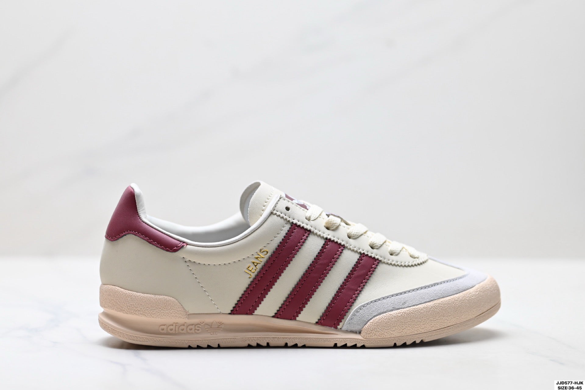 Adidas Jeans Off White Burgundy Sneakers – Classic Retro Lifestyle Shoes