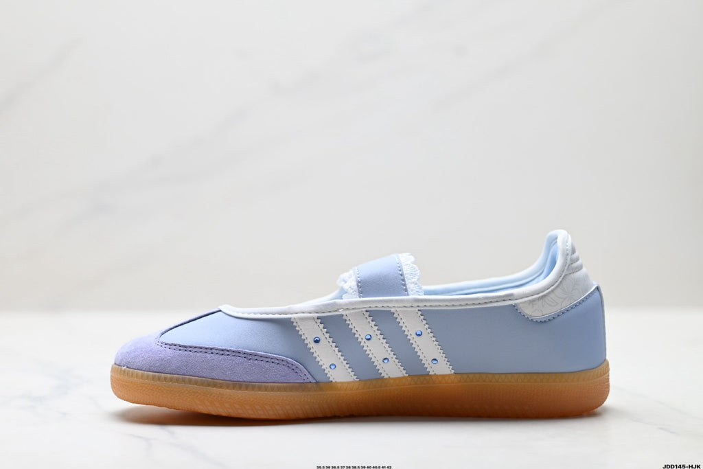 Adidas Samba Mary Jane Light Blue Leather Sneakers – Retro Ballet Shoes