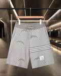 Thom Browne Style Four-Bar Stripe Knit Shorts
