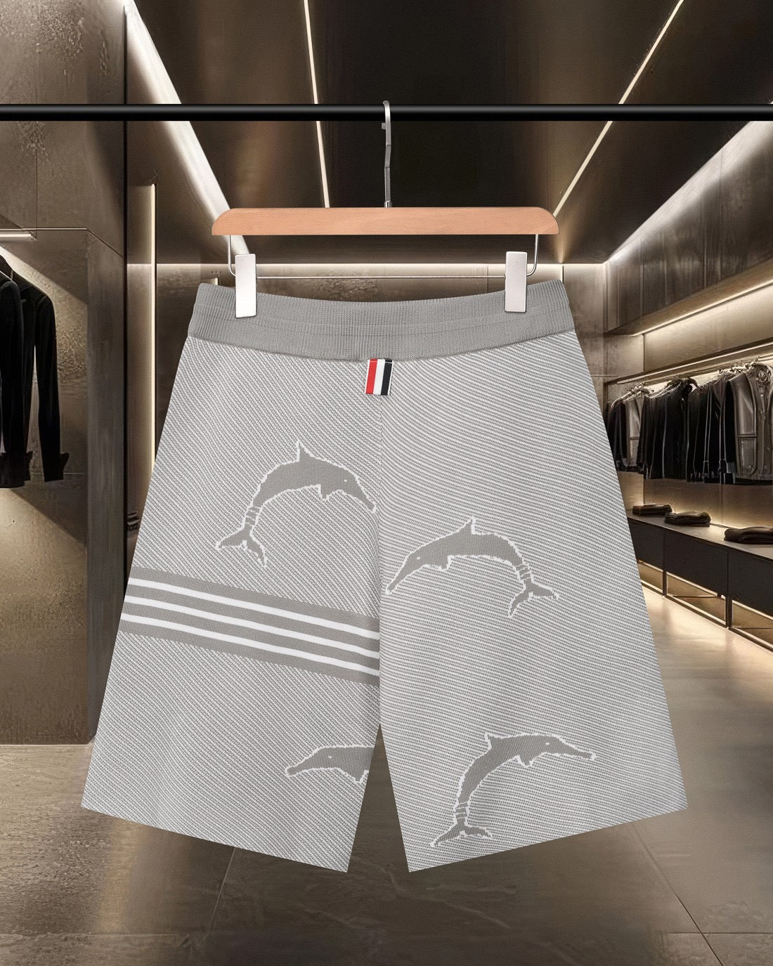 Thom Browne Style Four-Bar Stripe Knit Shorts - Image 2