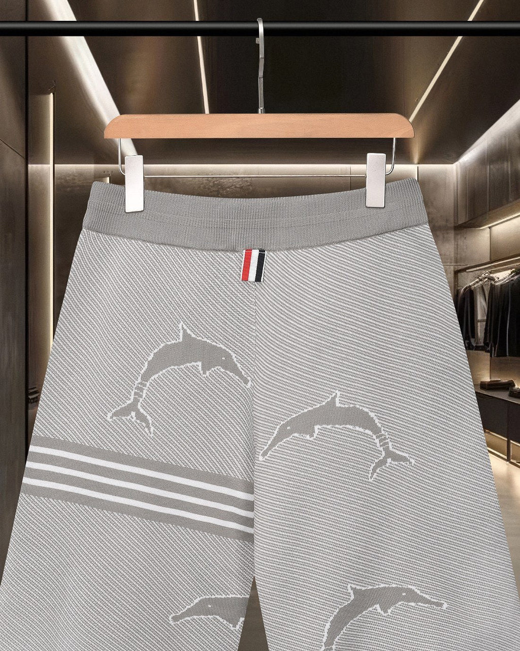 Thom Browne Style Four-Bar Stripe Knit Shorts - Image 4