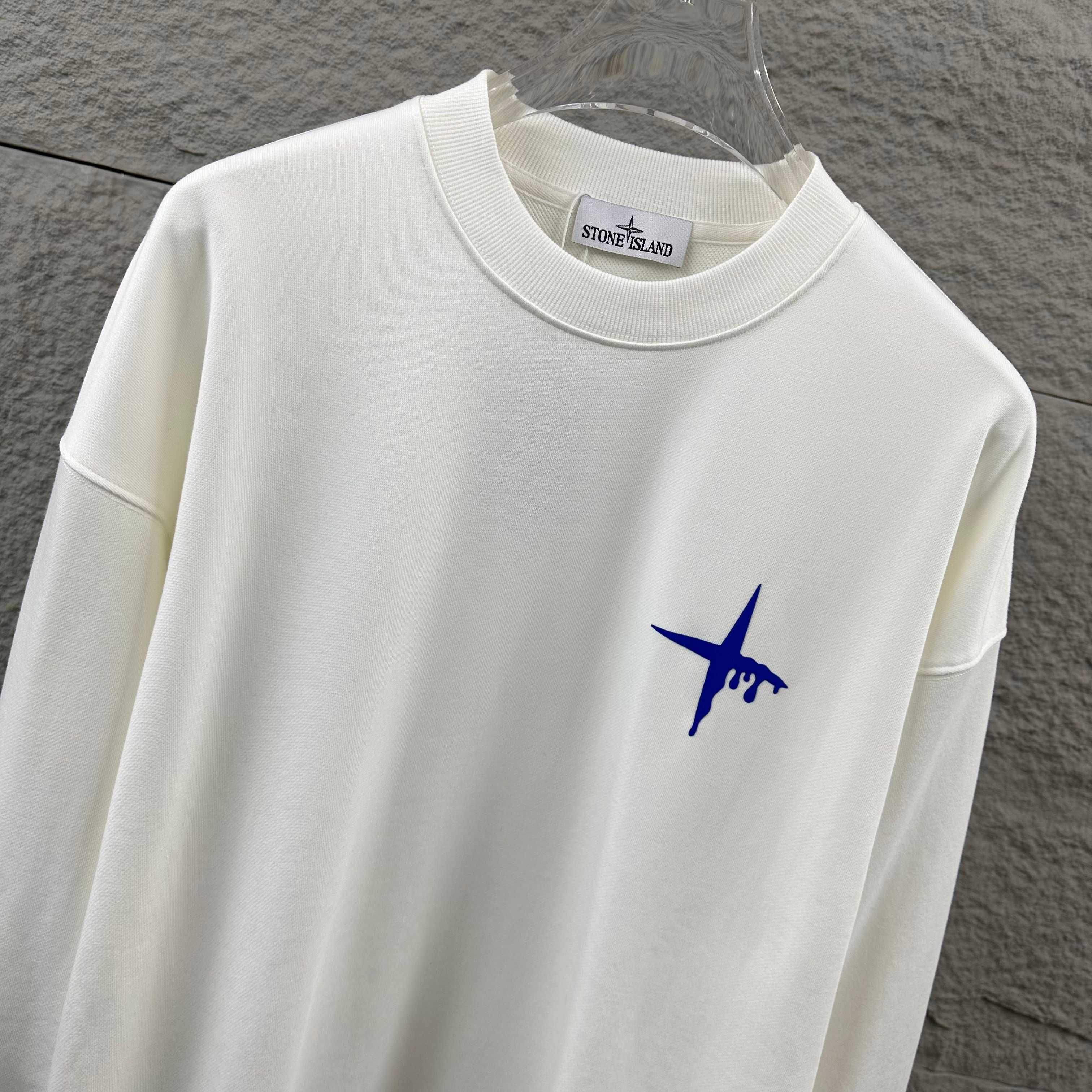 Stone Island Letter Graphic Flocked Terry Crewneck Sweatshirt