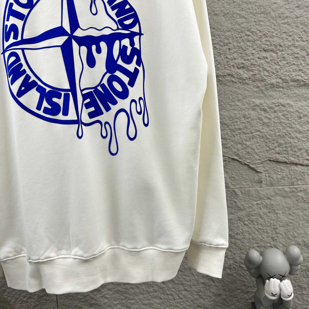Stone Island Letter Graphic Flocked Terry Crewneck Sweatshirt