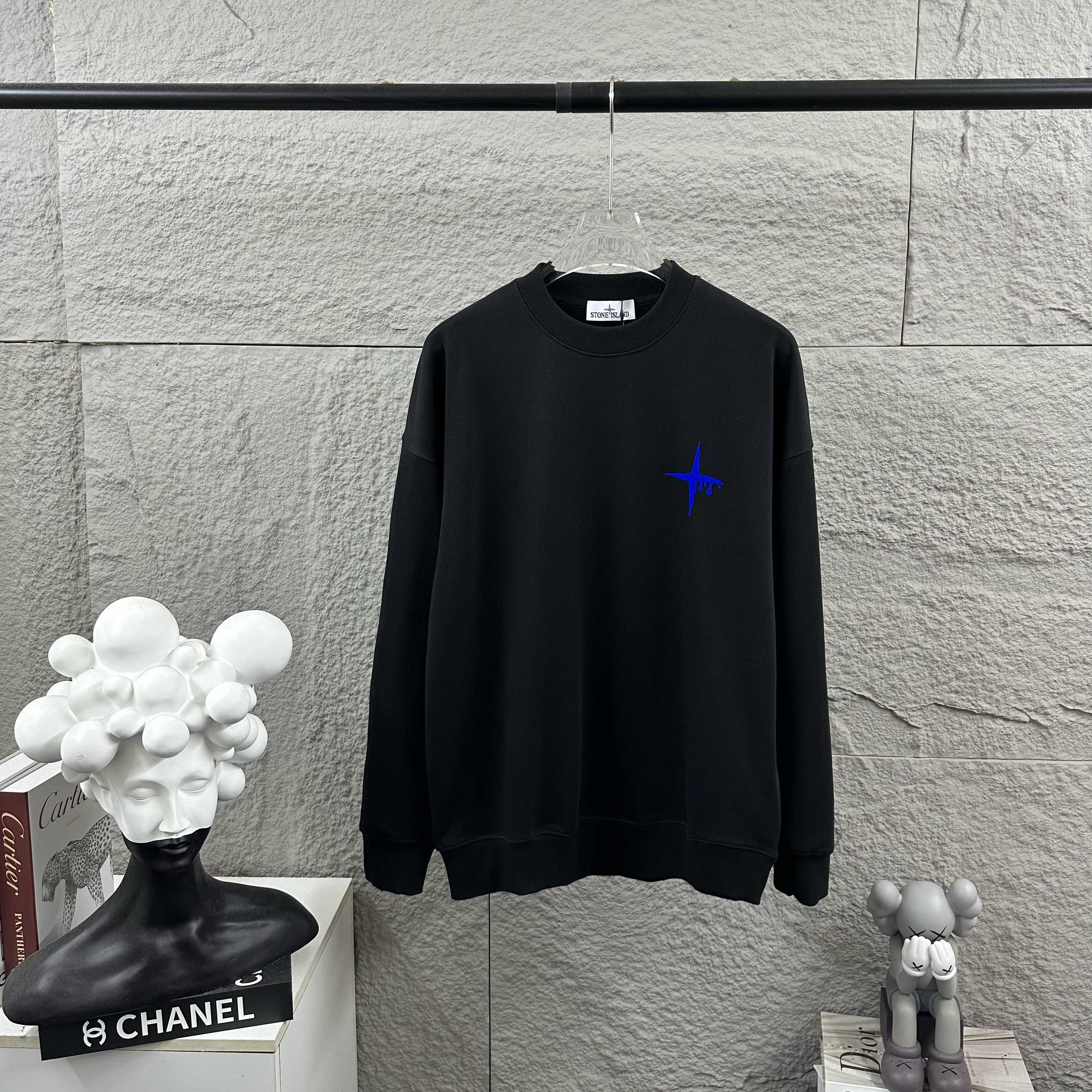 Stone Island Letter Graphic Flocked Terry Crewneck Sweatshirt