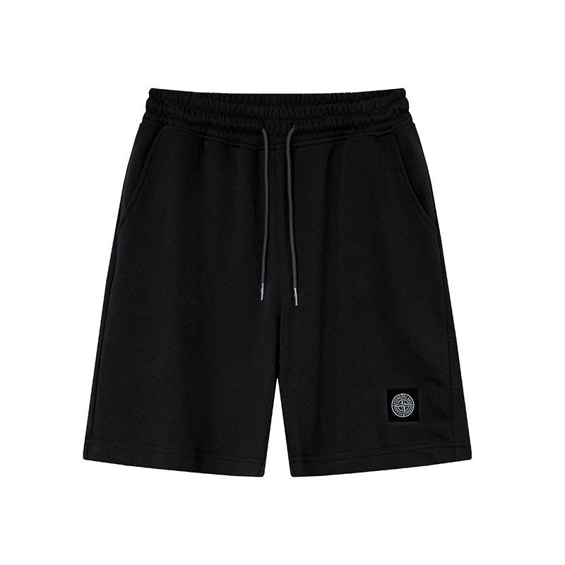 Stone Island Badge-Patch Drawstring Fleece Shorts