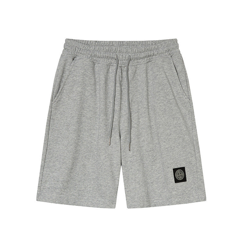 Stone Island Badge-Patch Drawstring Fleece Shorts