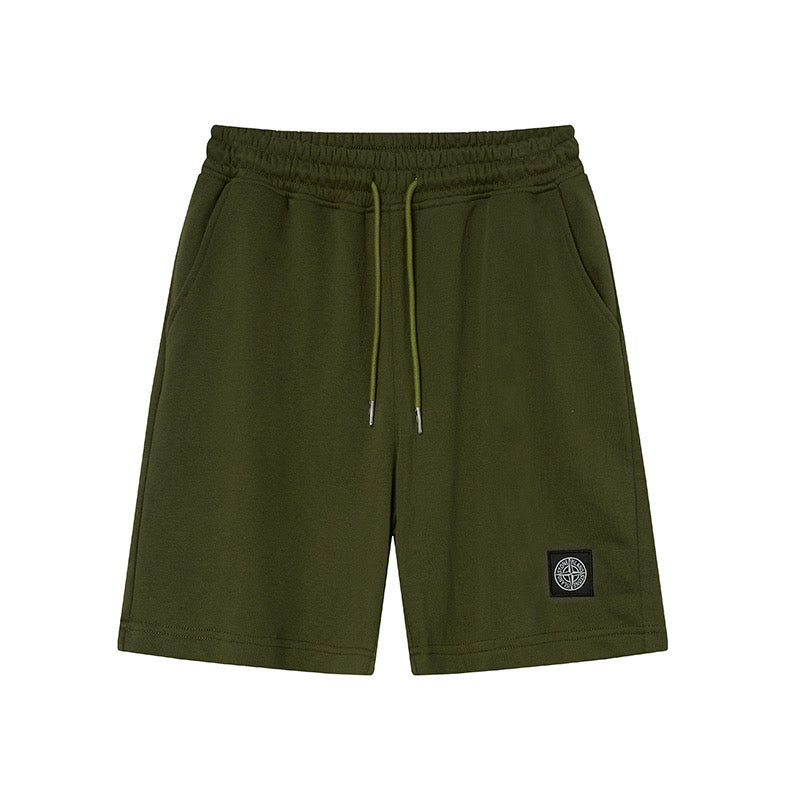 Stone Island Badge-Patch Drawstring Fleece Shorts