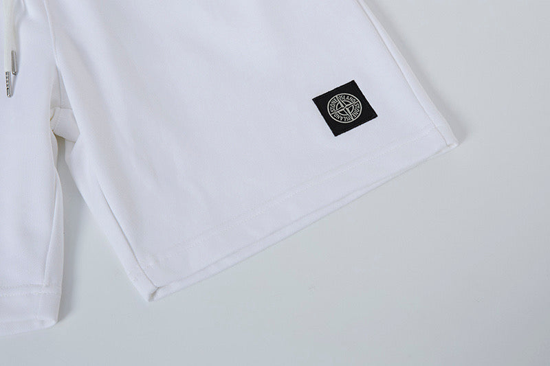 Stone Island Badge-Patch Drawstring Fleece Shorts