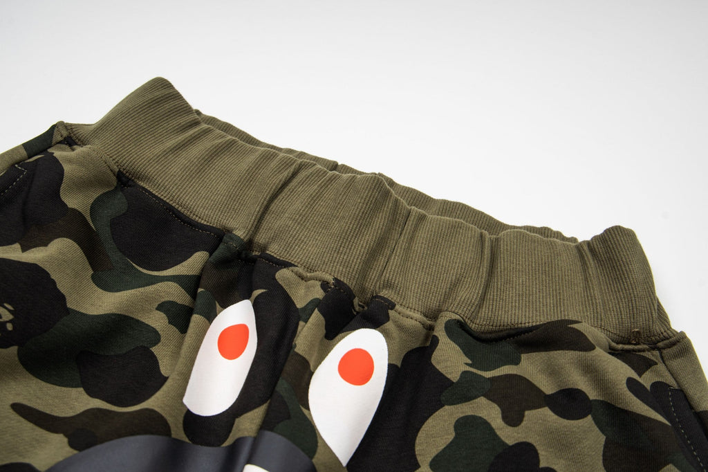 BAPE 1st Camo Shark Sweat Shorts – Green Camo