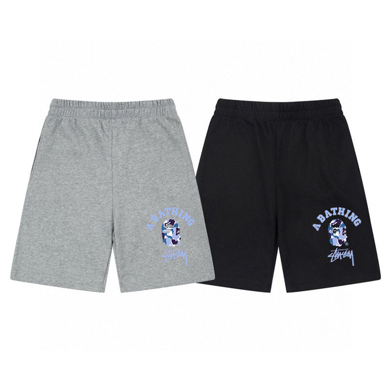 Stüssy x BAPE Camo Blue Graphic Shorts