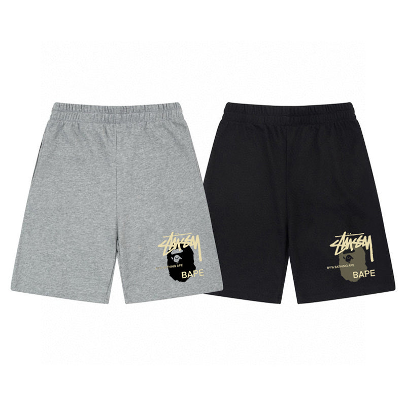 Stüssy x BAPE Gold Ape Head Graphic Shorts