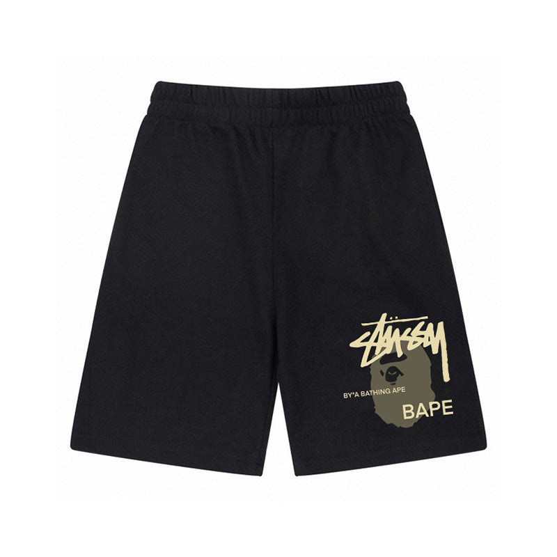 Stüssy x BAPE Gold Ape Head Graphic Shorts