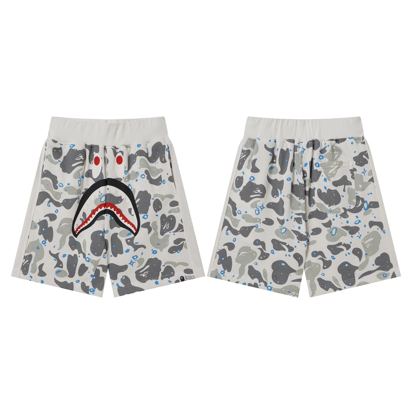 BAPE Shark Camo Sweat Shorts – White Camo
