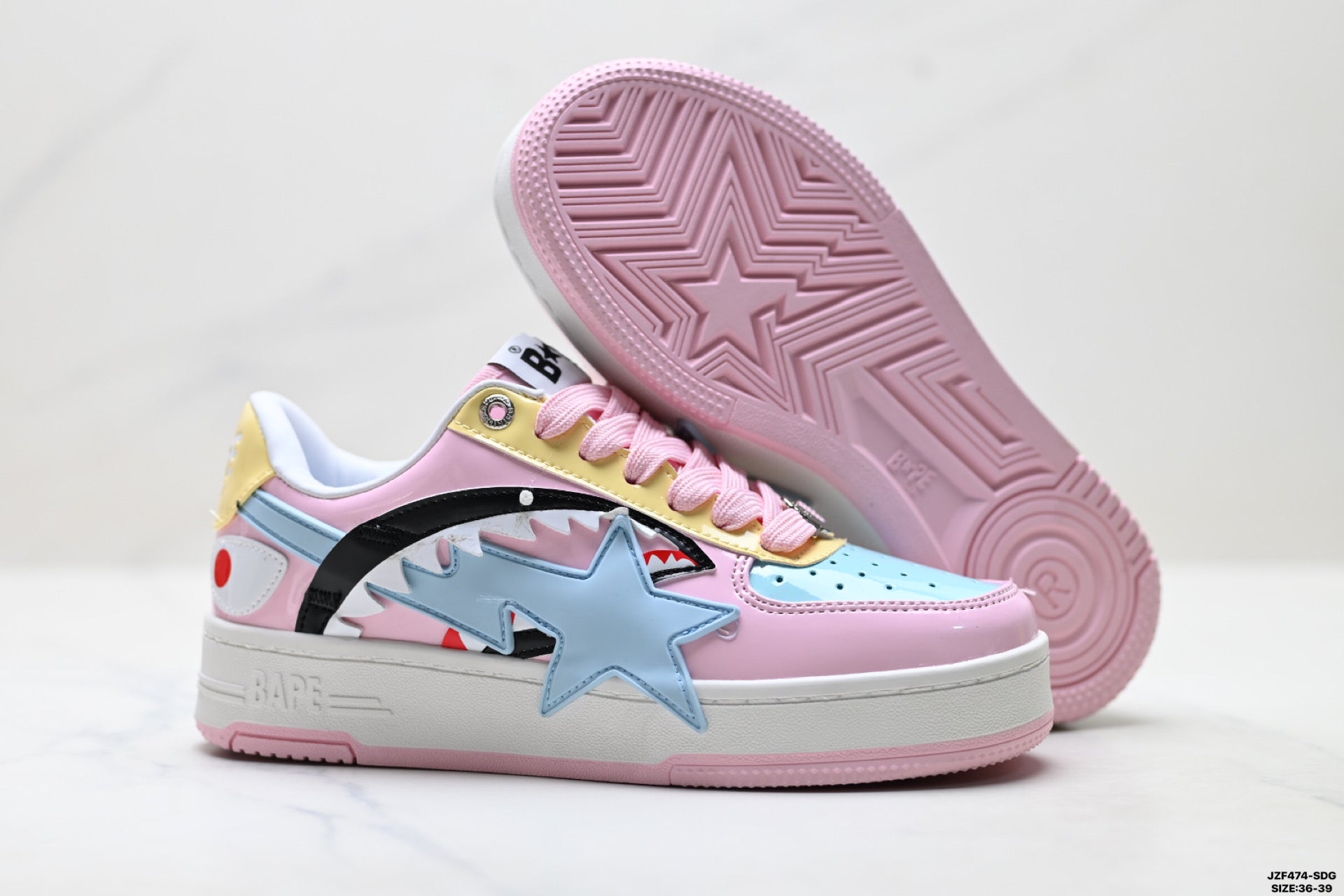 BAPE-Inspired Low-Top Streetwear Sneakers – Pastel Multi Color