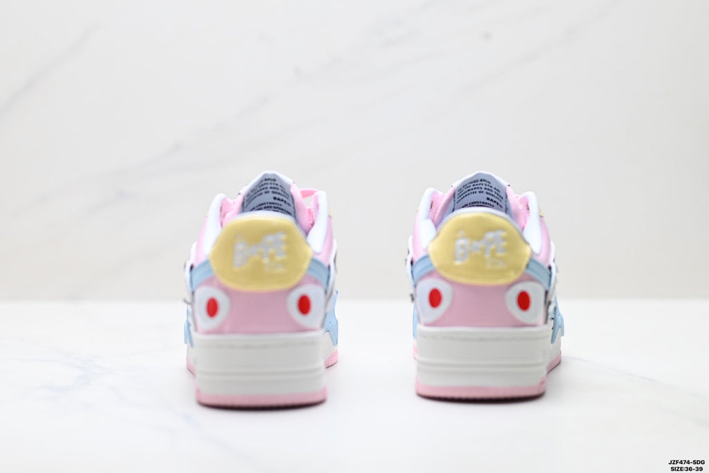 BAPE-Inspired Low-Top Streetwear Sneakers – Pastel Multi Color