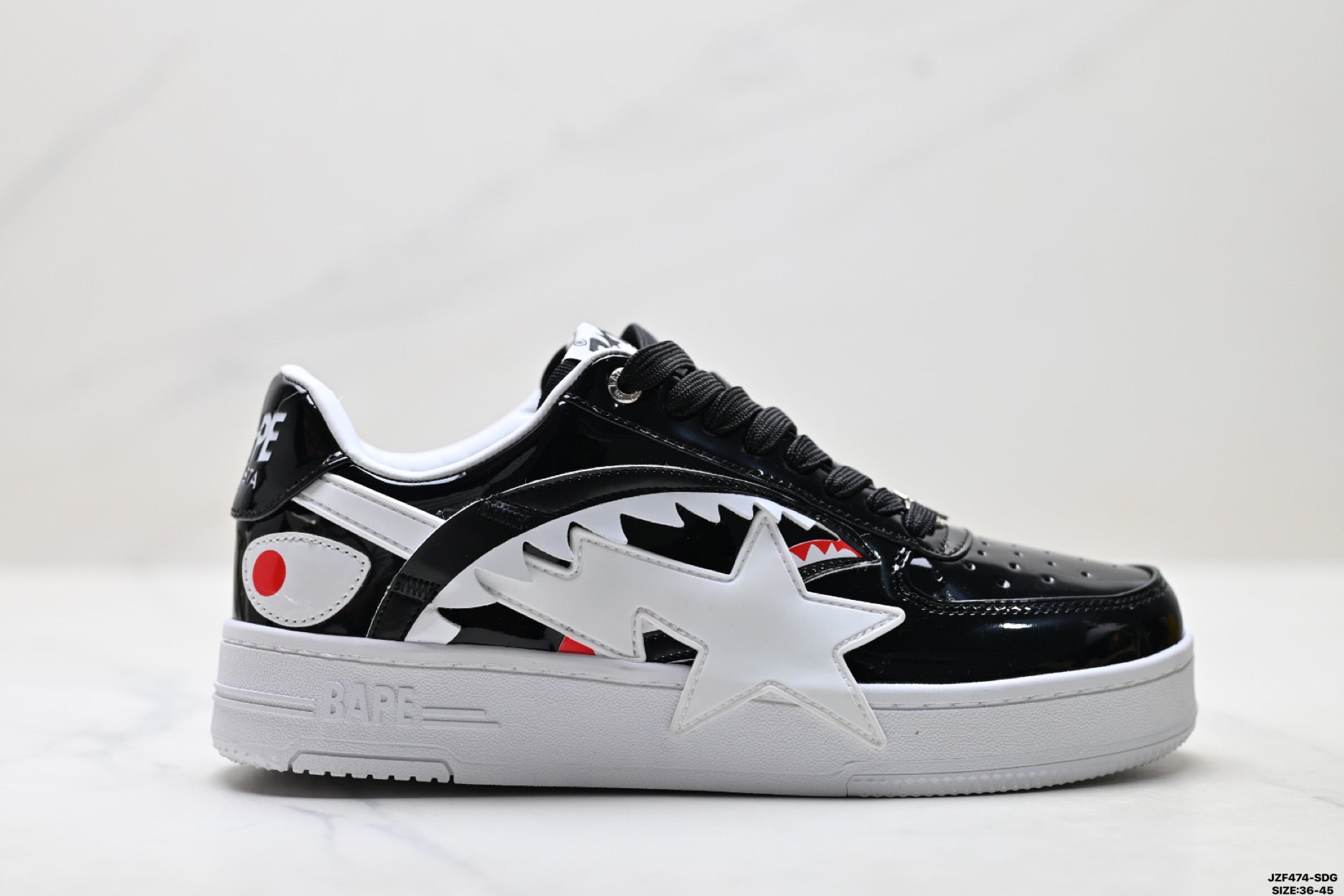 BAPE-Inspired Low-Top Streetwear Sneakers – Black / White
