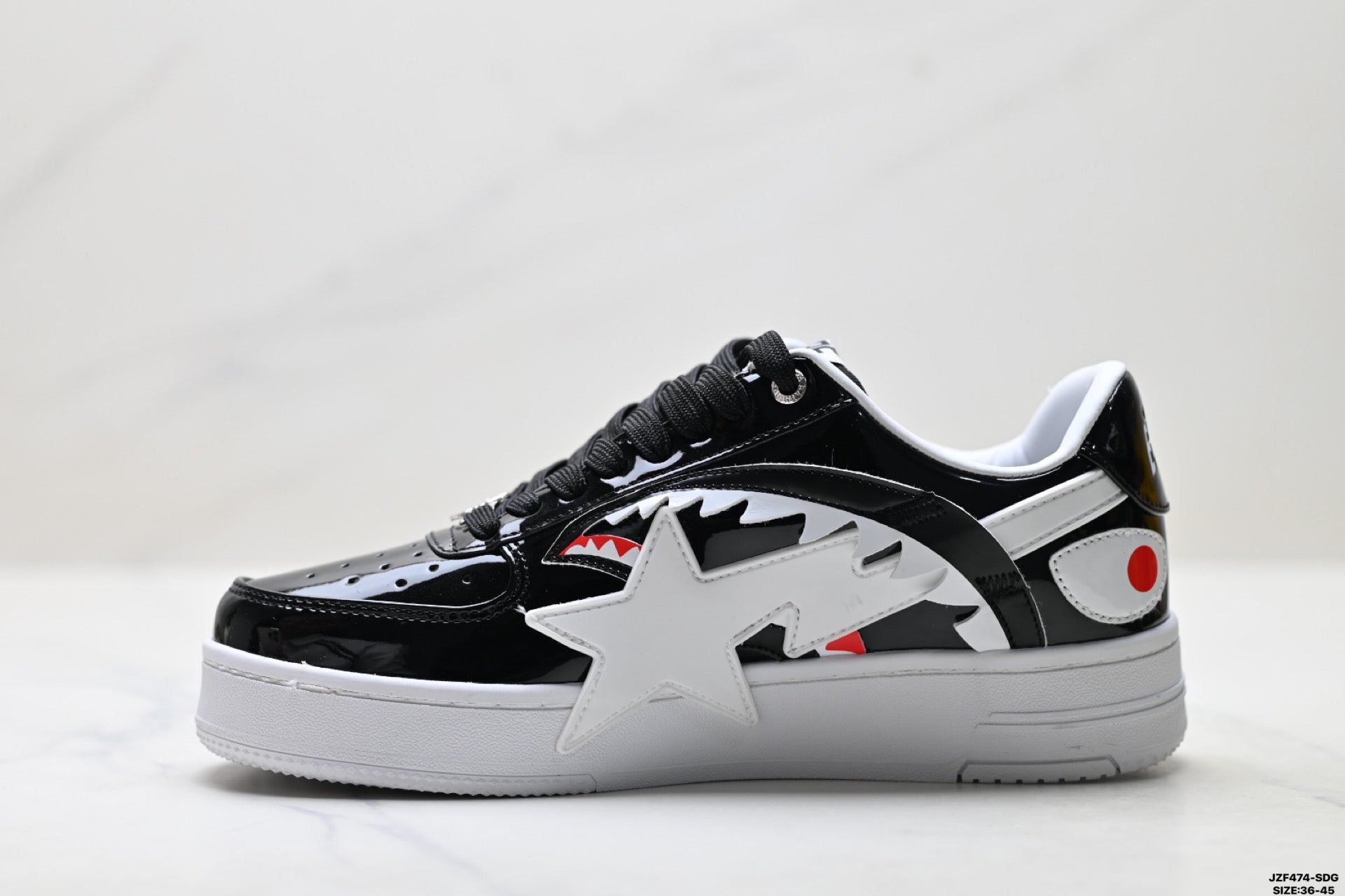 BAPE-Inspired Low-Top Streetwear Sneakers – Black / White