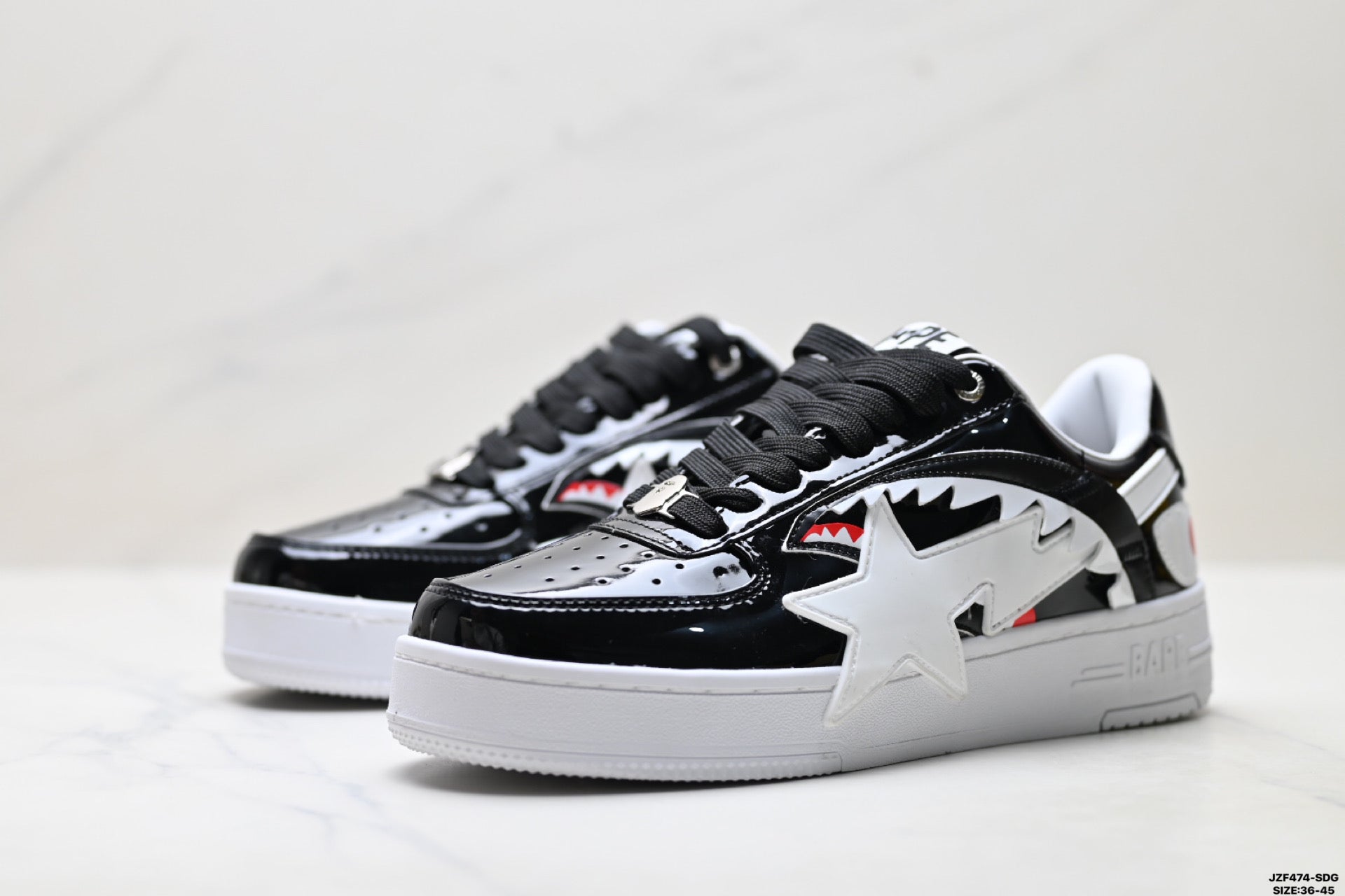BAPE-Inspired Low-Top Streetwear Sneakers – Black / White