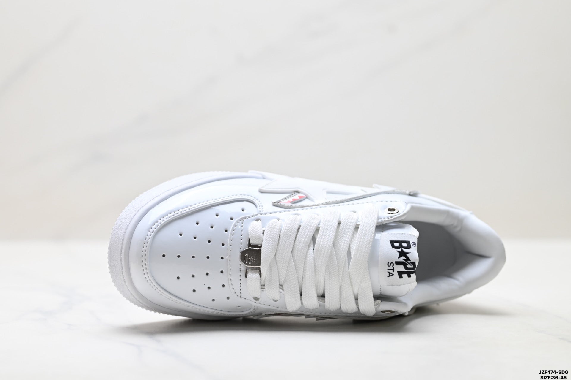 BAPE-Inspired Low-Top Streetwear Sneakers – Triple White