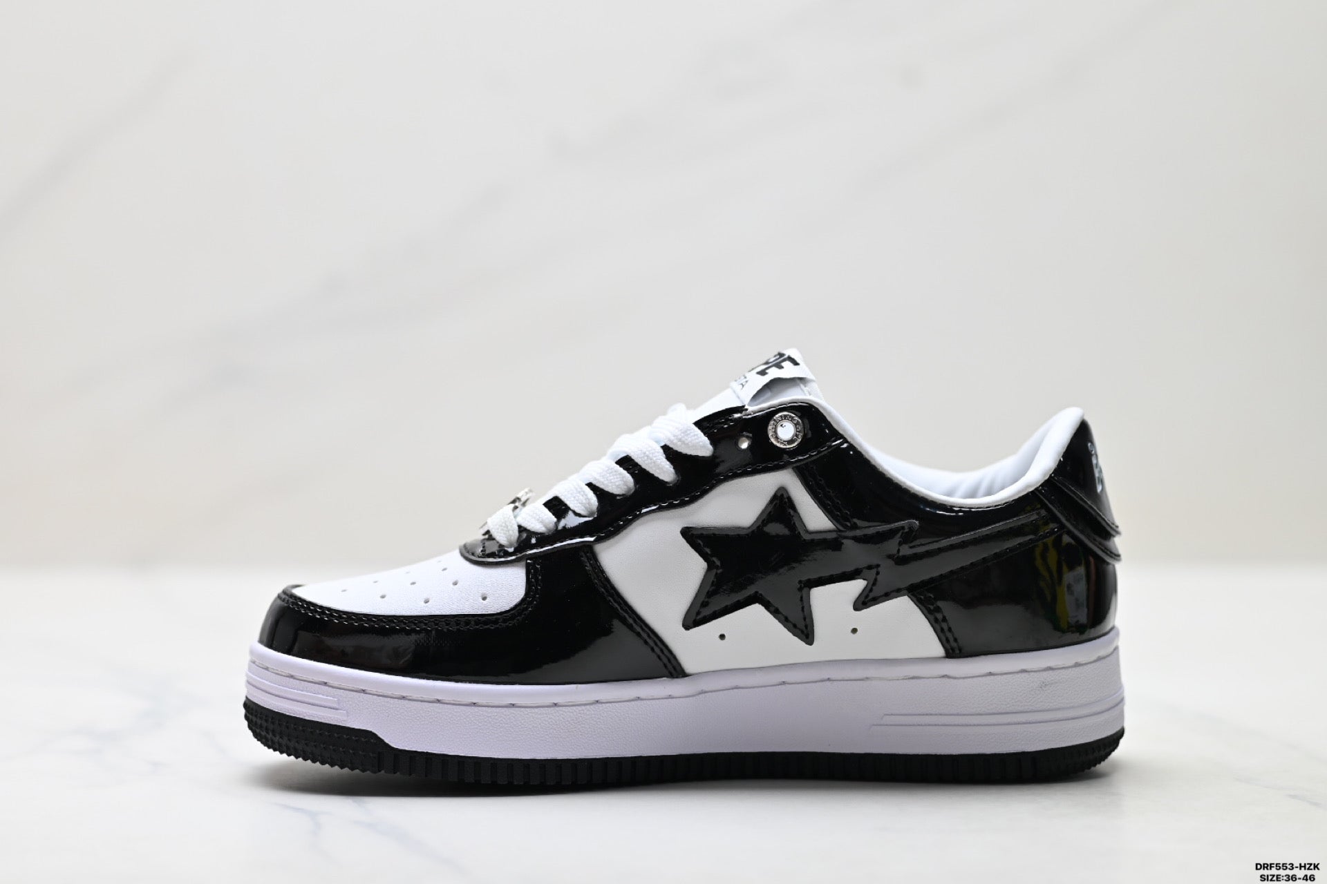 BAPE-Inspired Low-Top Streetwear Sneakers – Black / White