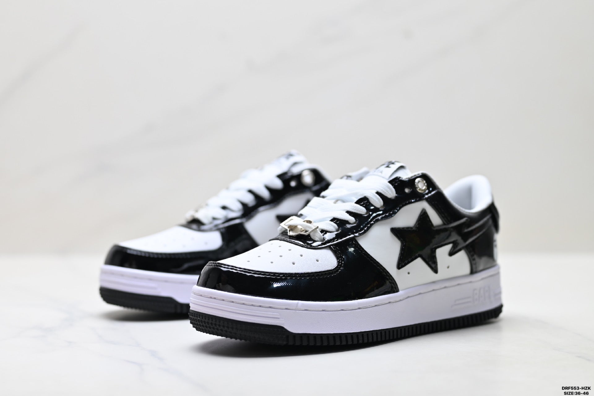 BAPE-Inspired Low-Top Streetwear Sneakers – Black / White