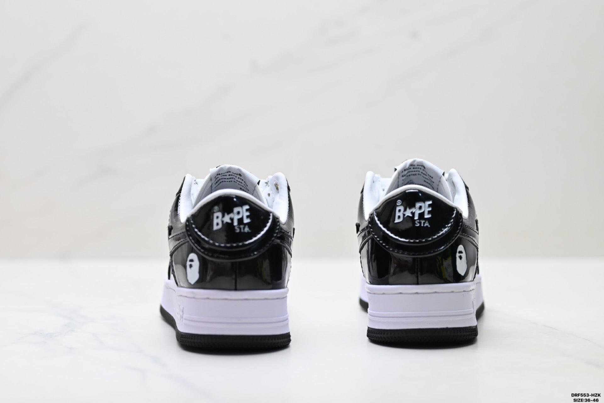 BAPE-Inspired Low-Top Streetwear Sneakers – Black / White