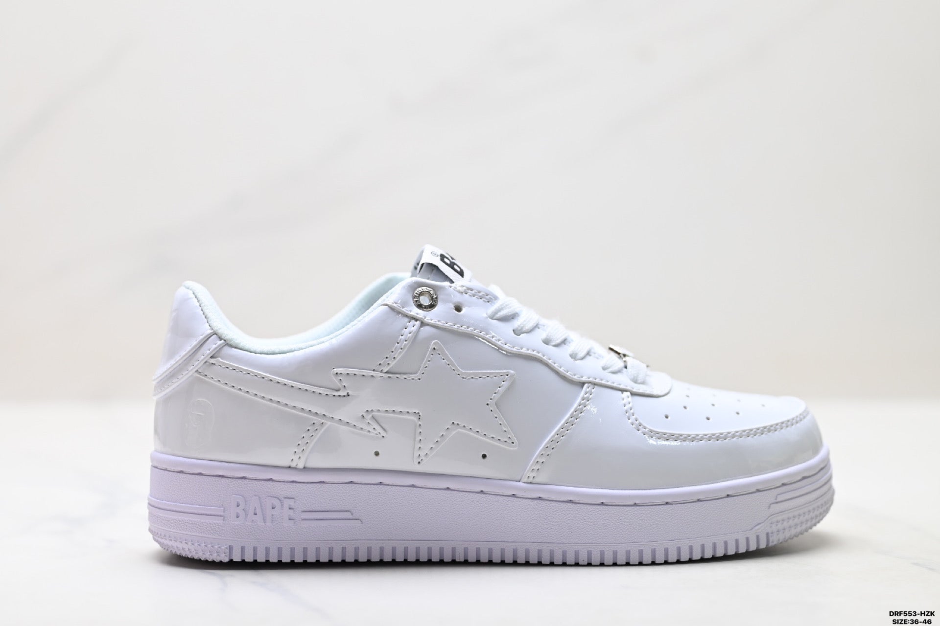 BAPE-Inspired Low-Top Streetwear Sneakers – Triple White