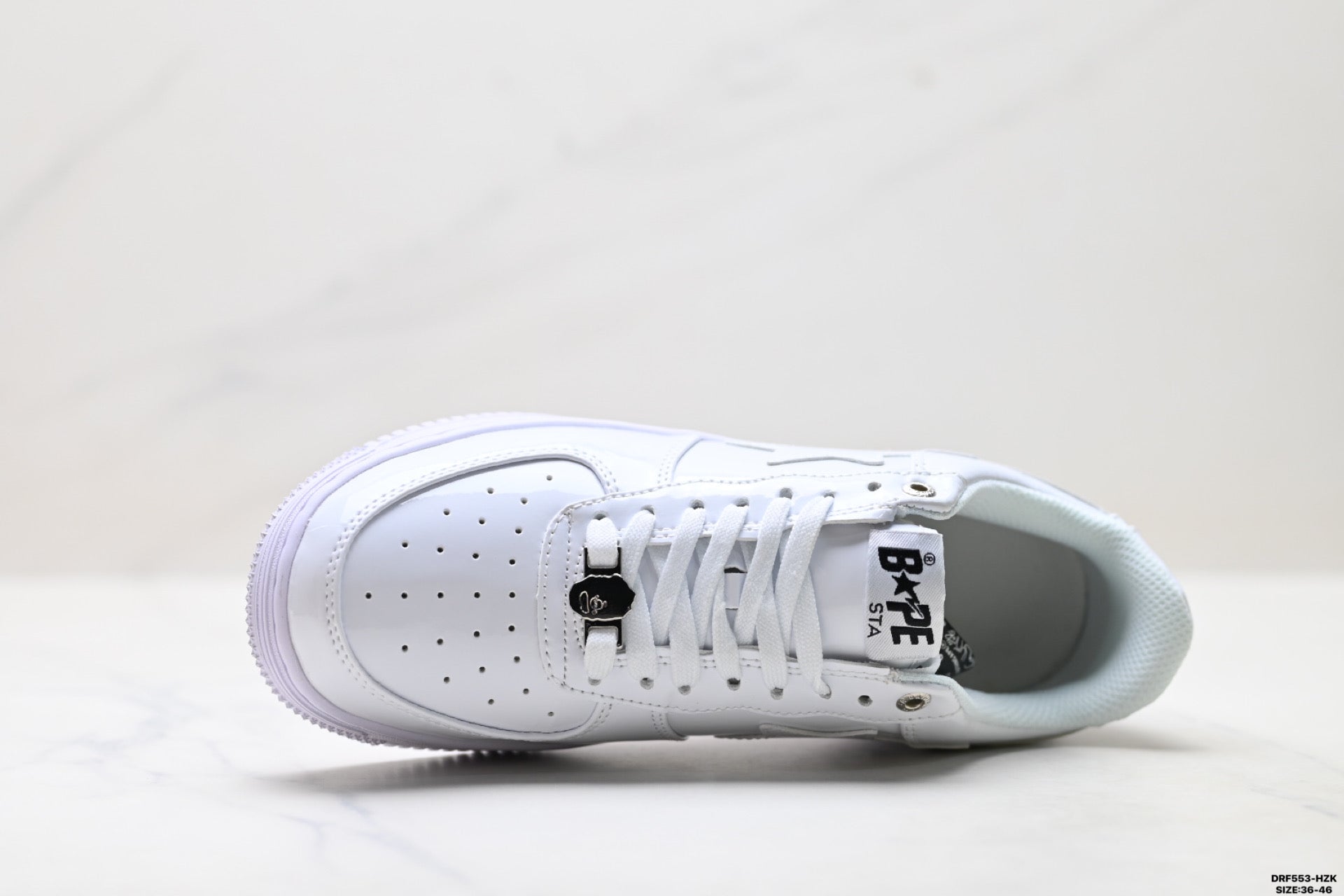 BAPE-Inspired Low-Top Streetwear Sneakers – Triple White
