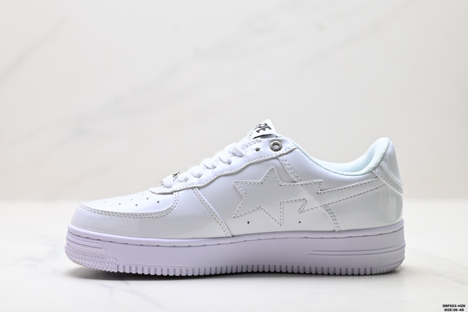 BAPE-Inspired Low-Top Streetwear Sneakers – Triple White