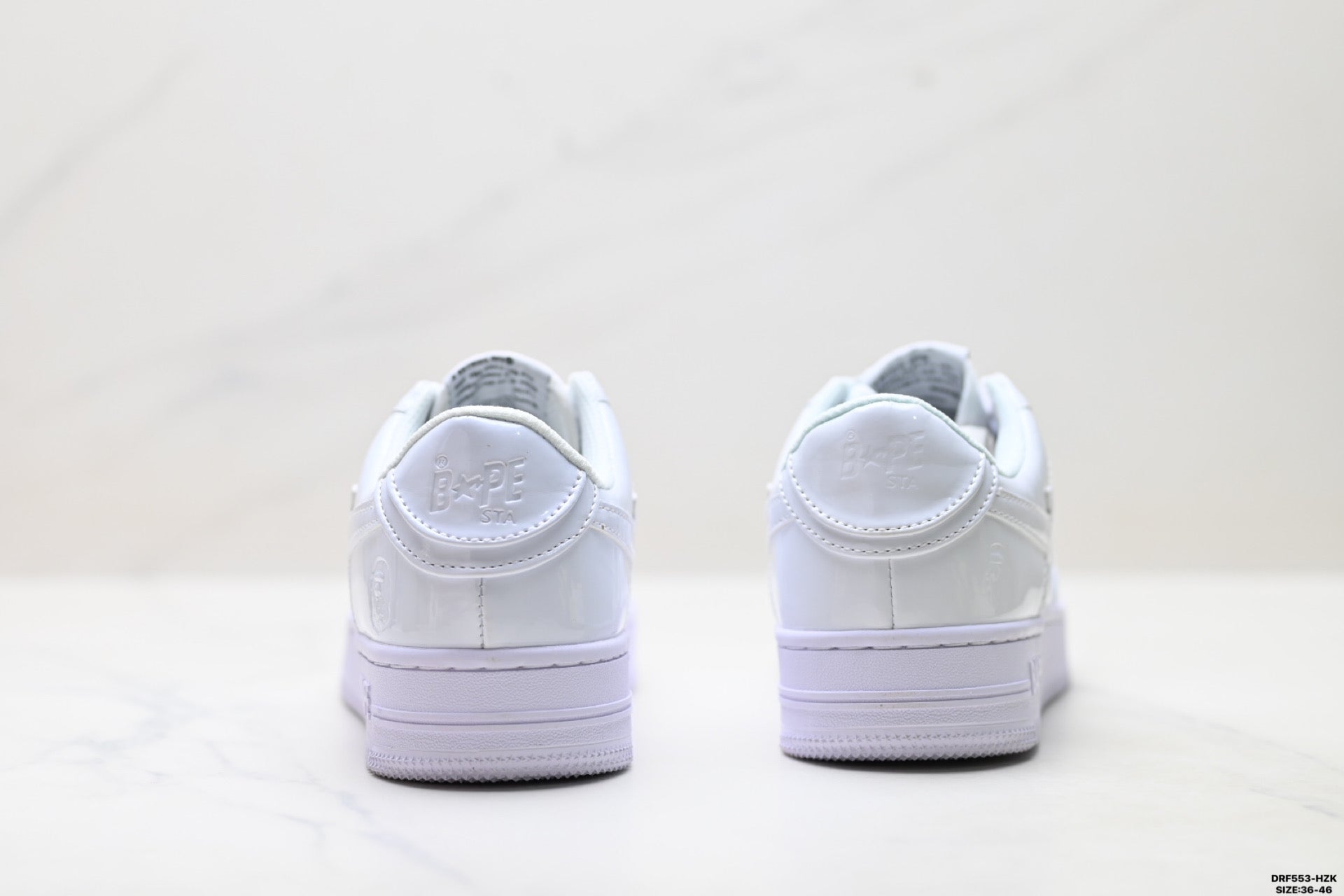 BAPE-Inspired Low-Top Streetwear Sneakers – Triple White