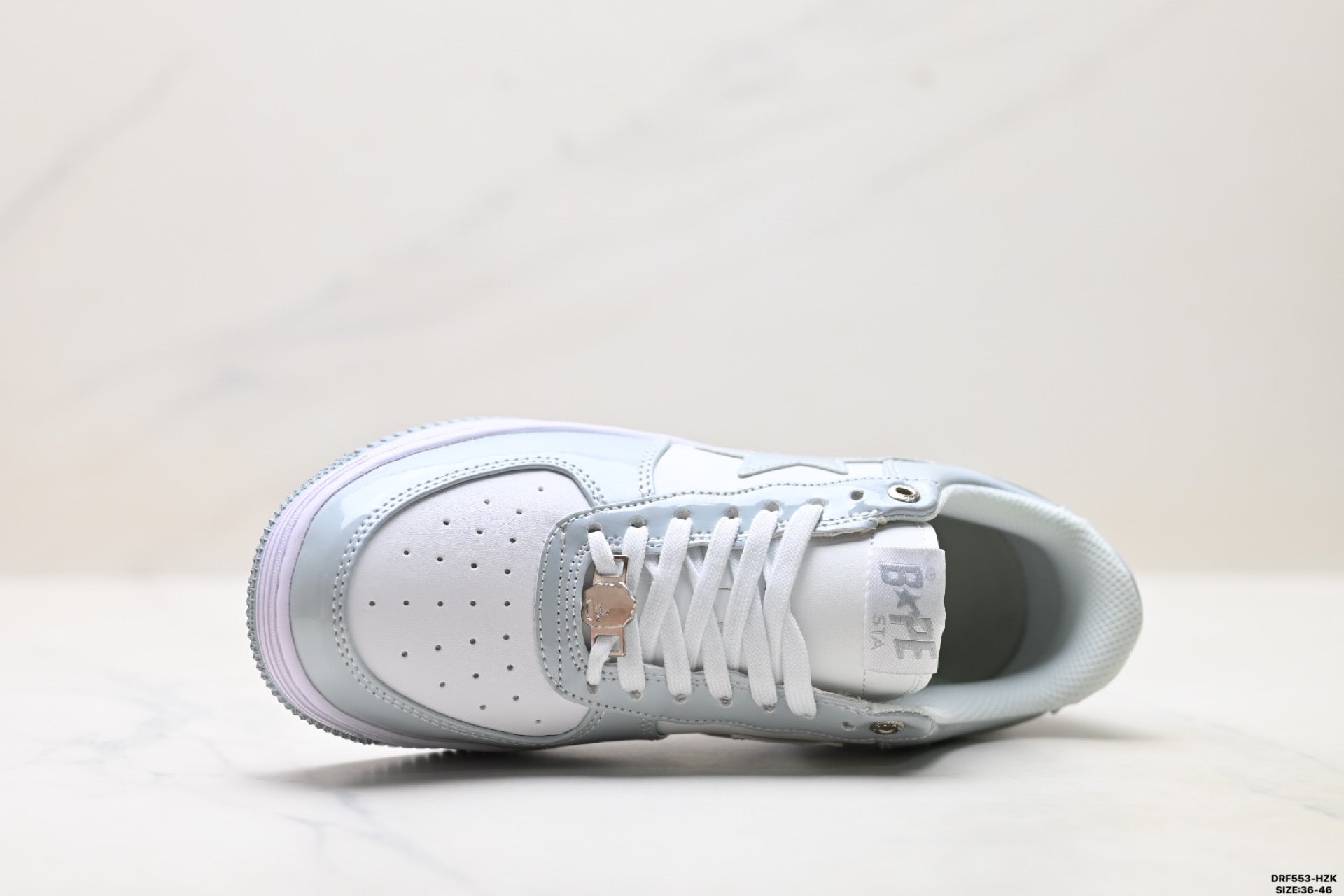 BAPE-Inspired Low-Top Streetwear Sneakers – Silver / White