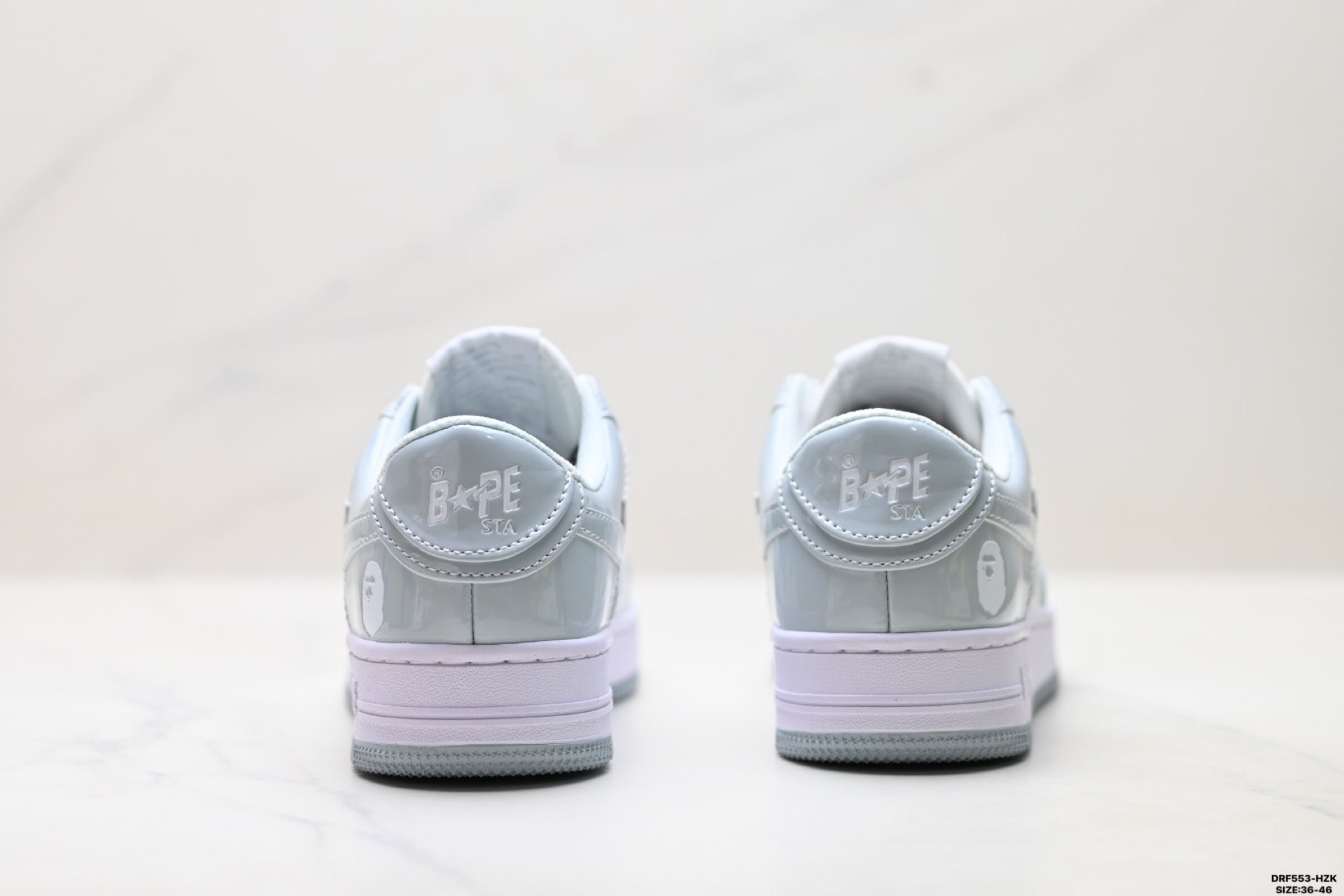 BAPE-Inspired Low-Top Streetwear Sneakers – Silver / White