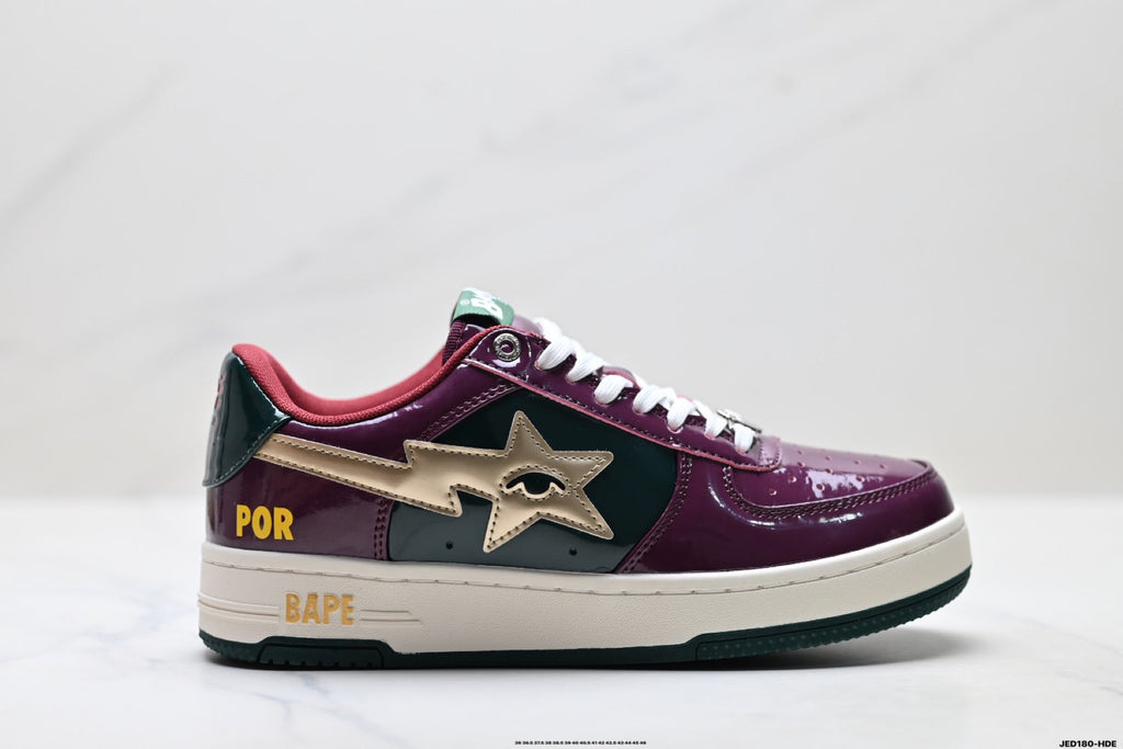BAPE STA Low-Top Sneakers – Burgundy/Green