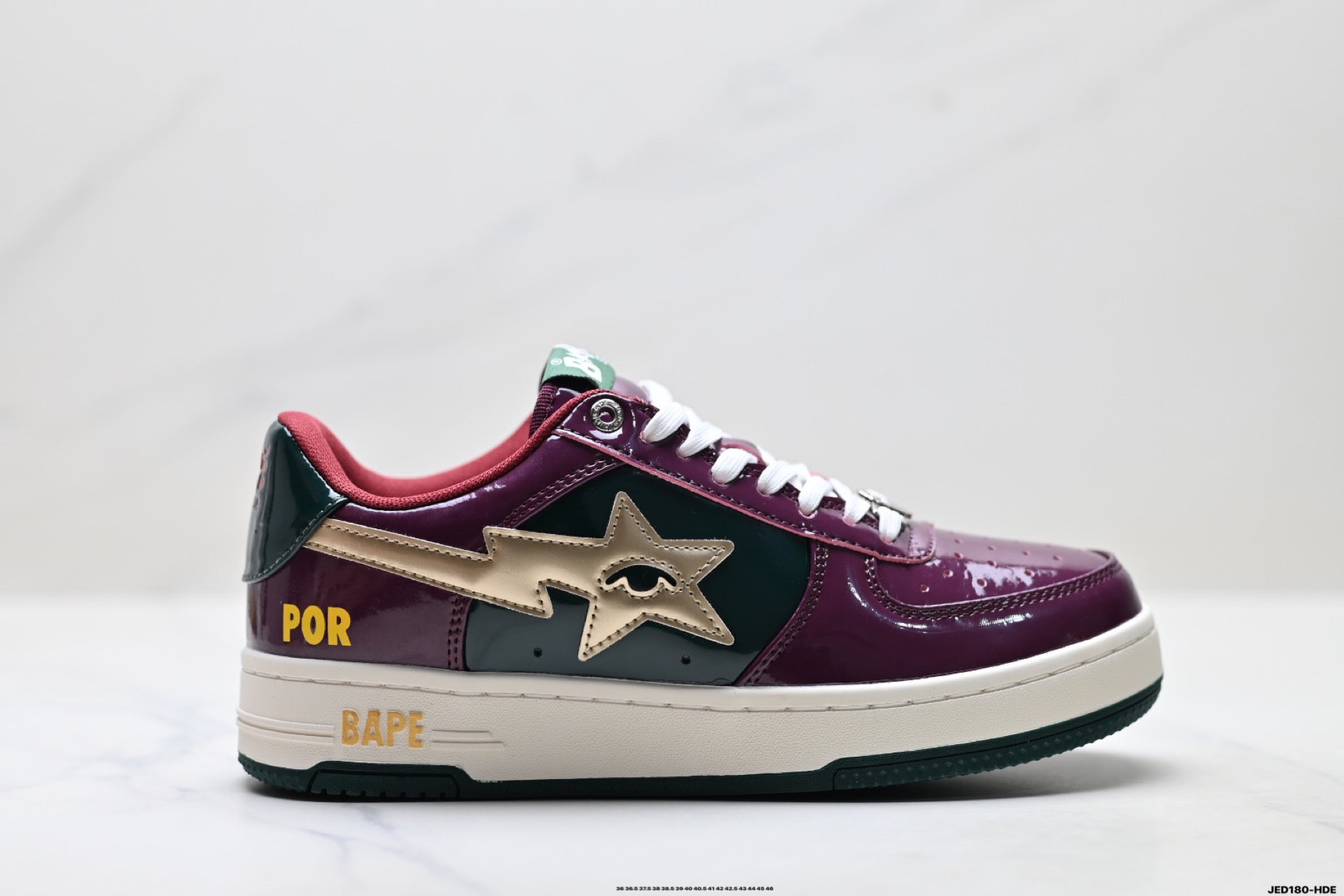 BAPE STA Low-Top Sneakers – Burgundy/Green