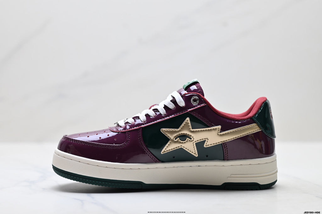 BAPE STA Low-Top Sneakers – Burgundy/Green