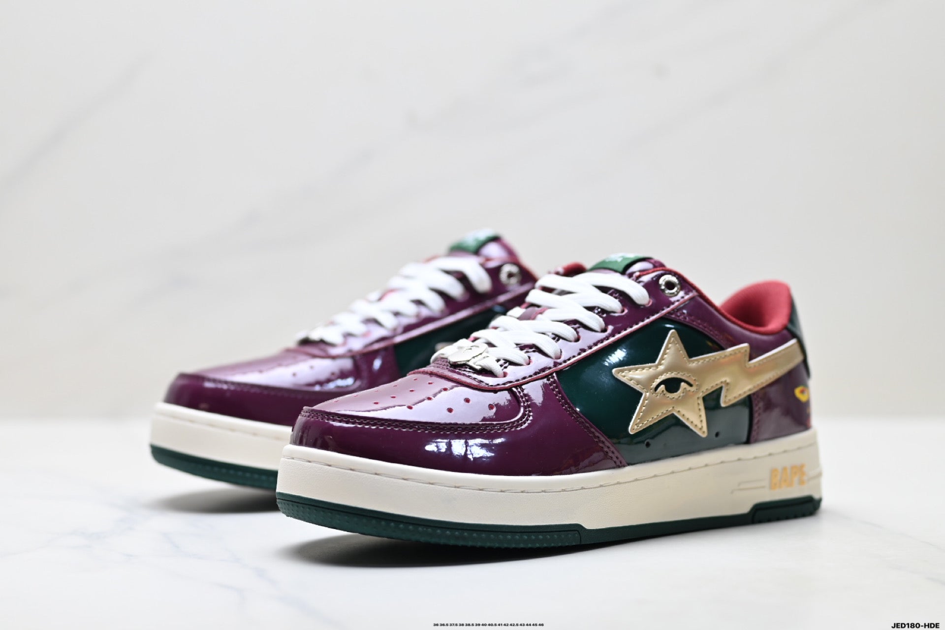BAPE STA Low-Top Sneakers – Burgundy/Green