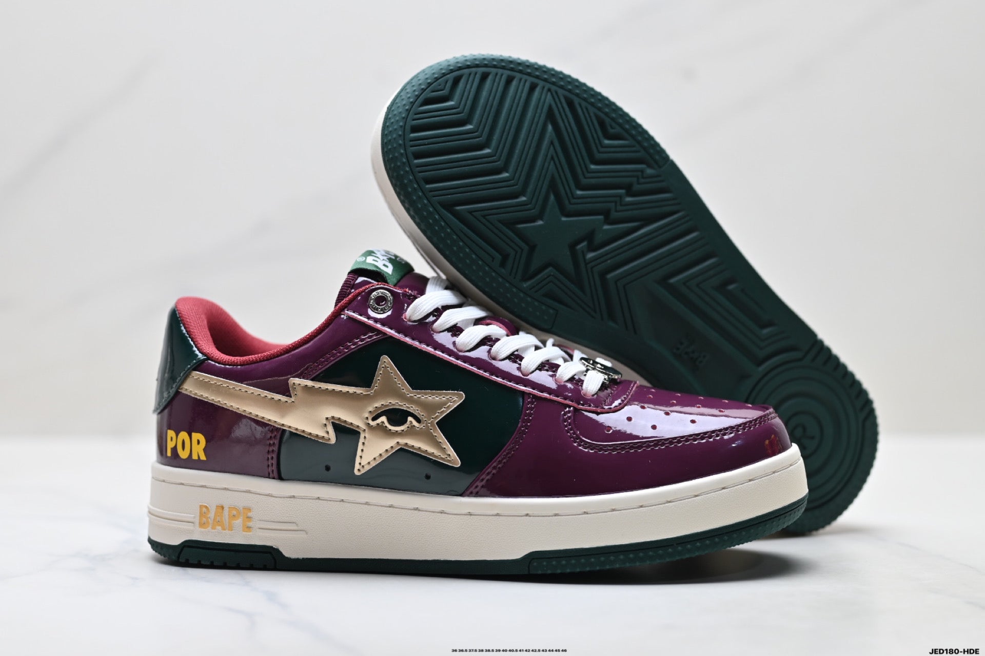BAPE STA Low-Top Sneakers – Burgundy/Green