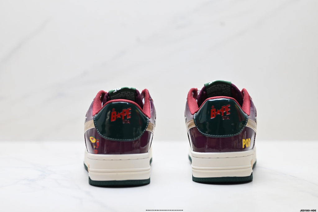 BAPE STA Low-Top Sneakers – Burgundy/Green