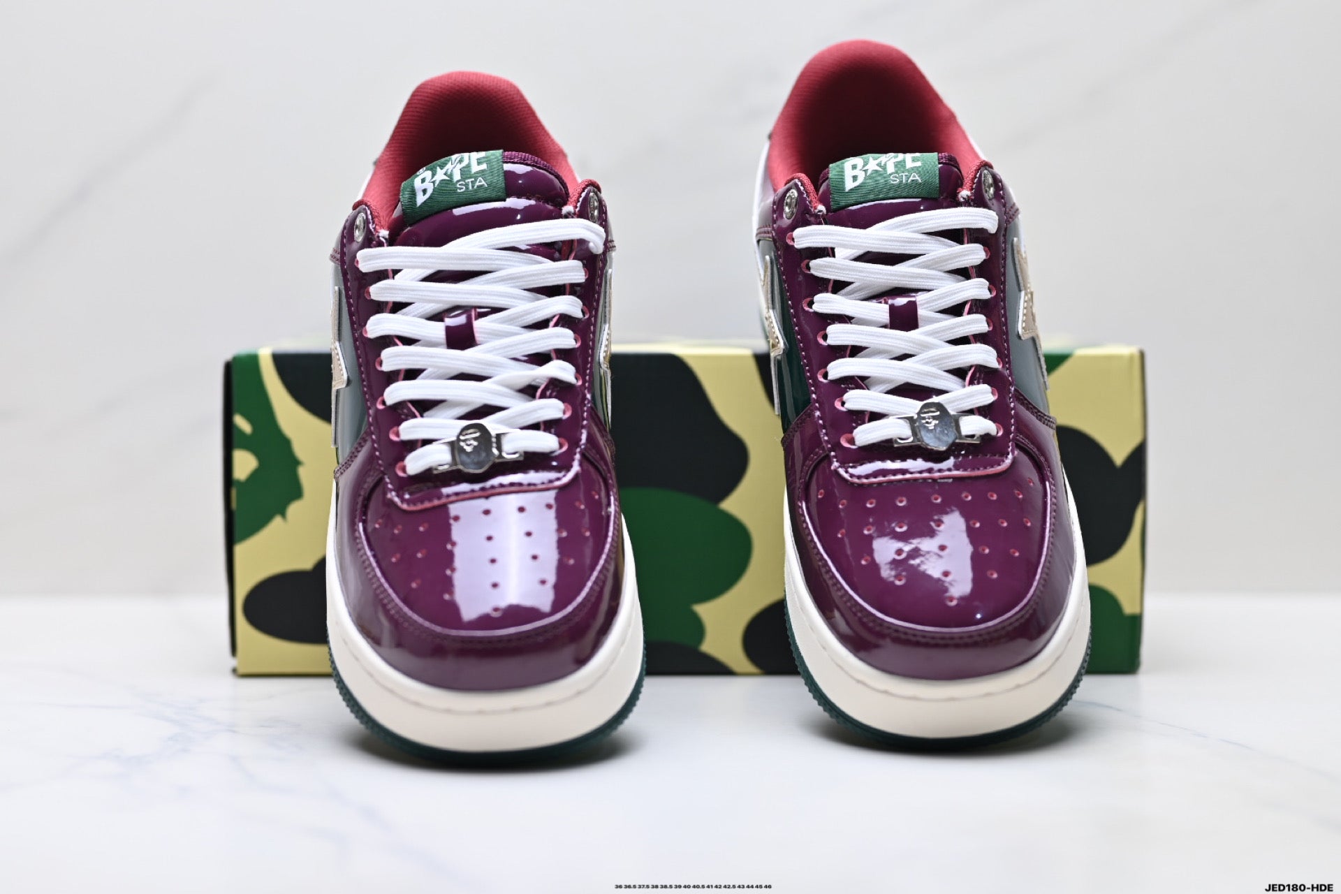 BAPE STA Low-Top Sneakers – Burgundy/Green