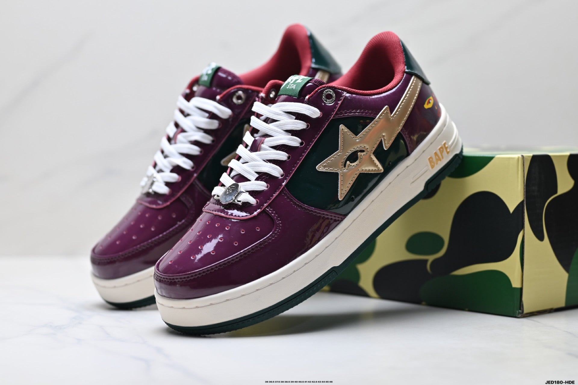 BAPE STA Low-Top Sneakers – Burgundy/Green
