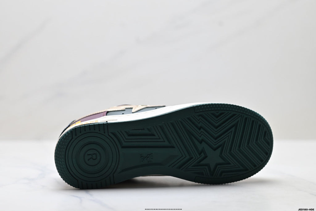 BAPE STA Low-Top Sneakers – Burgundy/Green